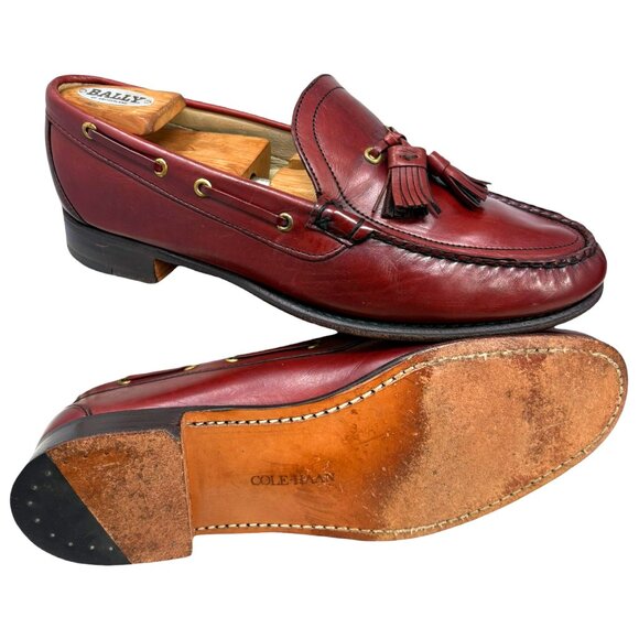 Vintage Cole Haan Red Leather Moc Toe Made in USA Loafers - Picture 10 of 11